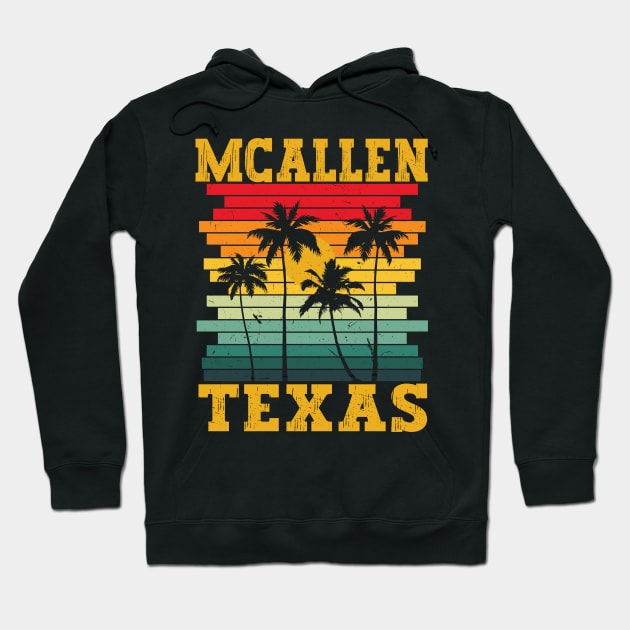 Mcallen Texas Retro Tropical Summer Palm Trees Hoodie by Art master